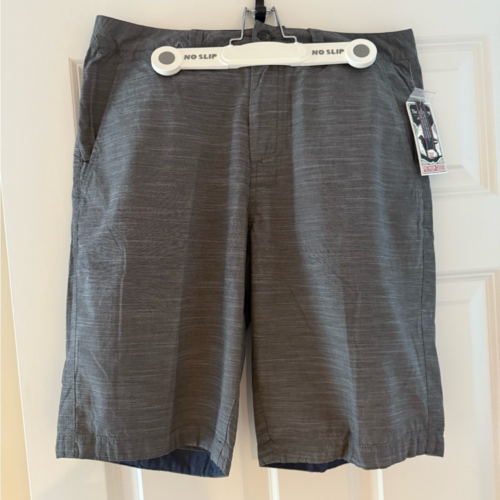 NEW Black Dog Gray Flat Front Shorts with Textured Fabric